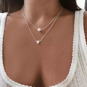 “Rich With Love” Minimalist Pearl Heart Necklace